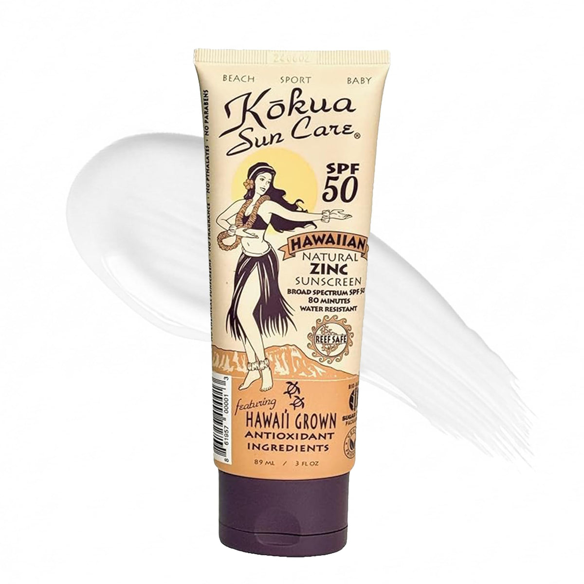 Kokua Sun Care front packaging showing SPF 50 and reef-safe benefits