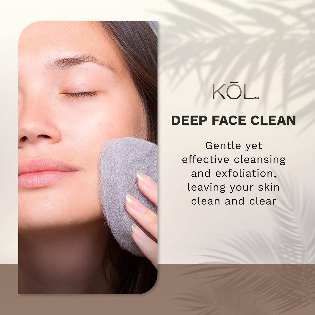 KOL drop shape on fingers demonstrating precision fit around nose and eyes for targeted cleansing