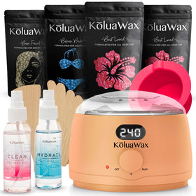 KoluaWax front packaging showing full kit contents and clear labeling benefit: complete set