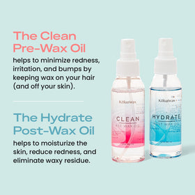 KoluaWax post-wax oil applied to skin to soothe and remove residue