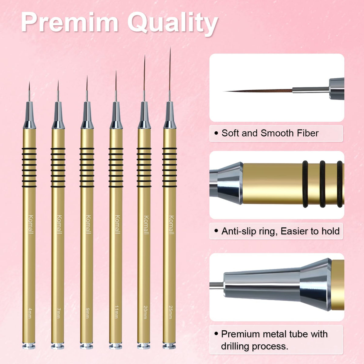 Komall ferrule double clamp detail showing secure bristle hold and durability