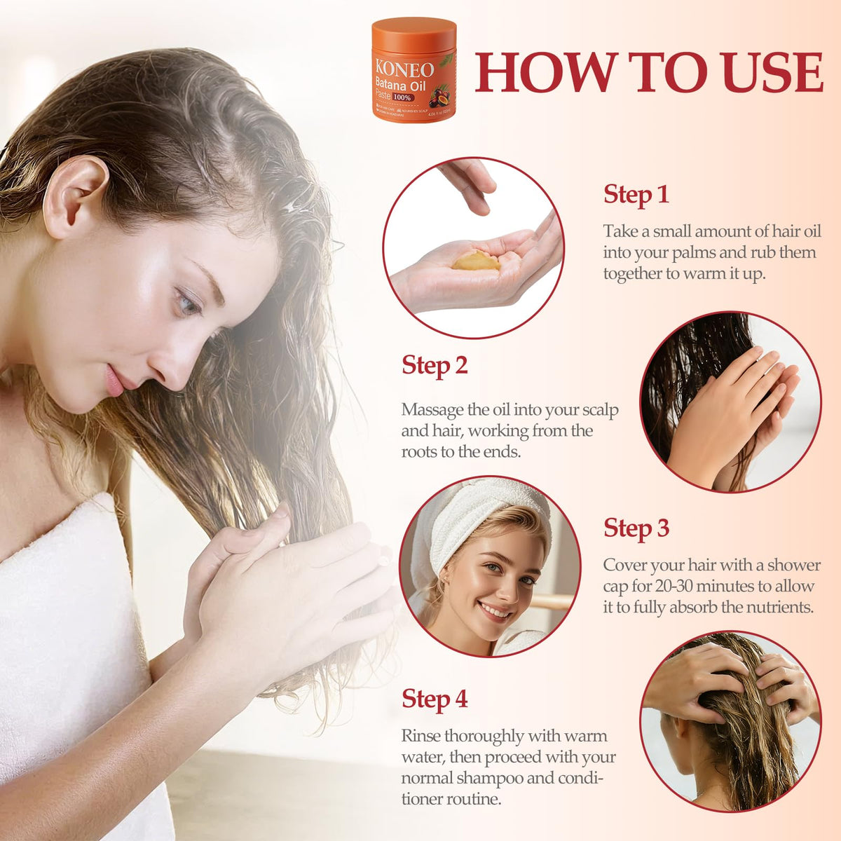 KONEO scoop in hands warming paste for easy application and absorption