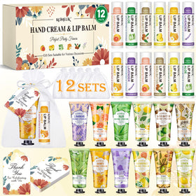KONEUK front packaging showing bulk hand cream and lip balm set, gift-ready