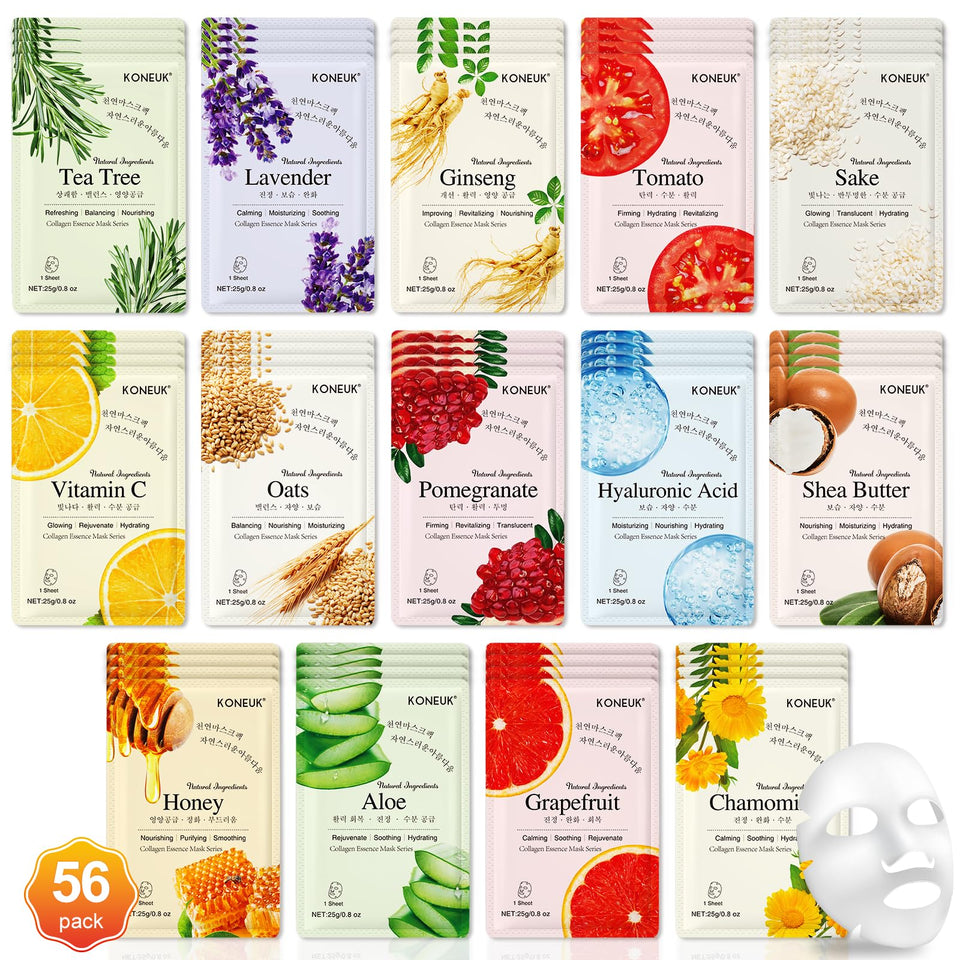 KONEUK front packaging showing the 56-pack and colorful sachets, easy gifting