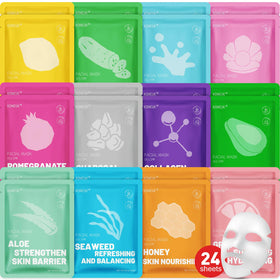 KONEUK front packaging showing 24 mask pack and variety benefit
