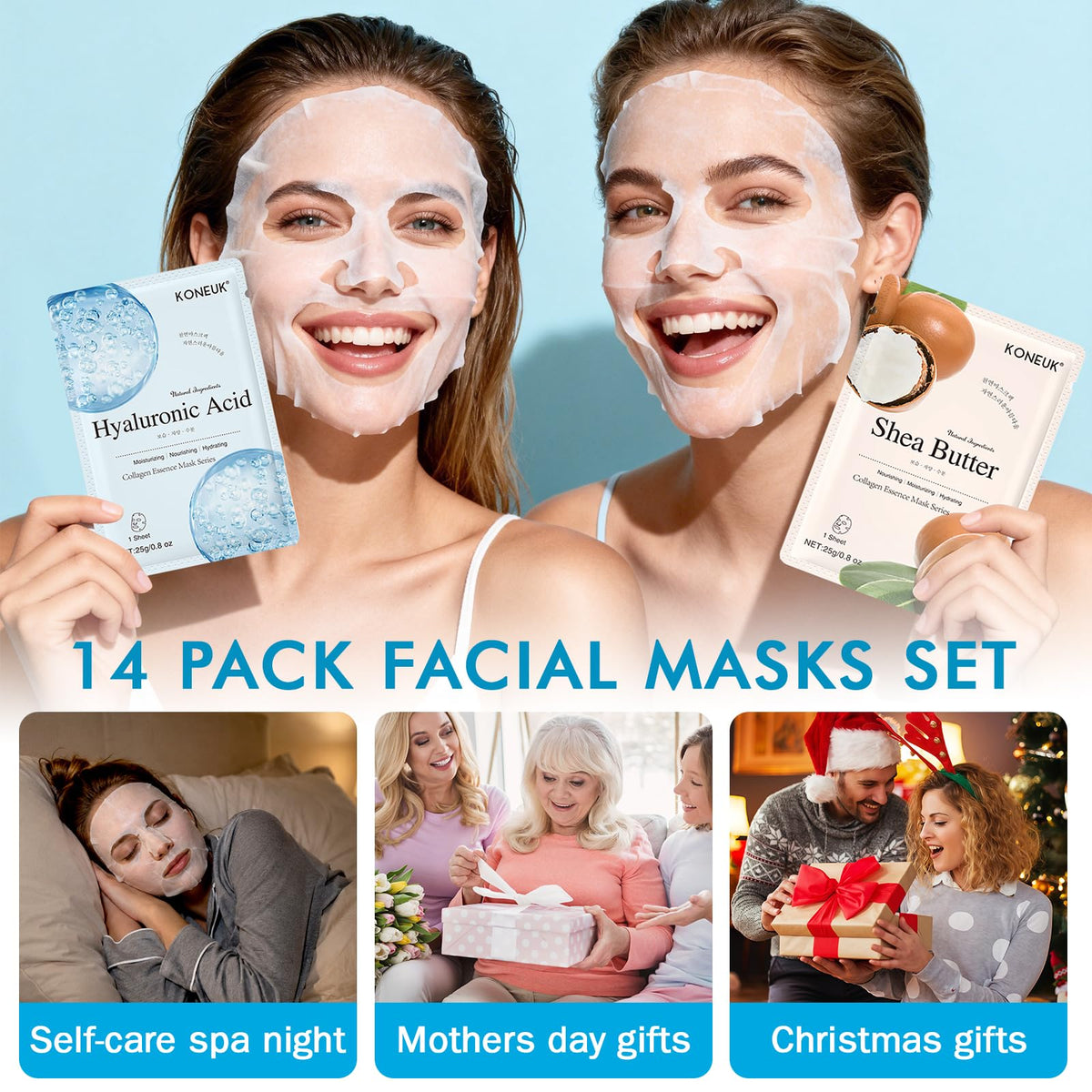 KONEUK gift bundle styled on table conveying spa-like self-care present