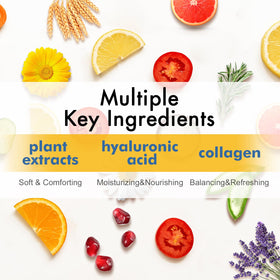 KONEUK ingredient sheet showing aloe, honey, vitamin C benefits