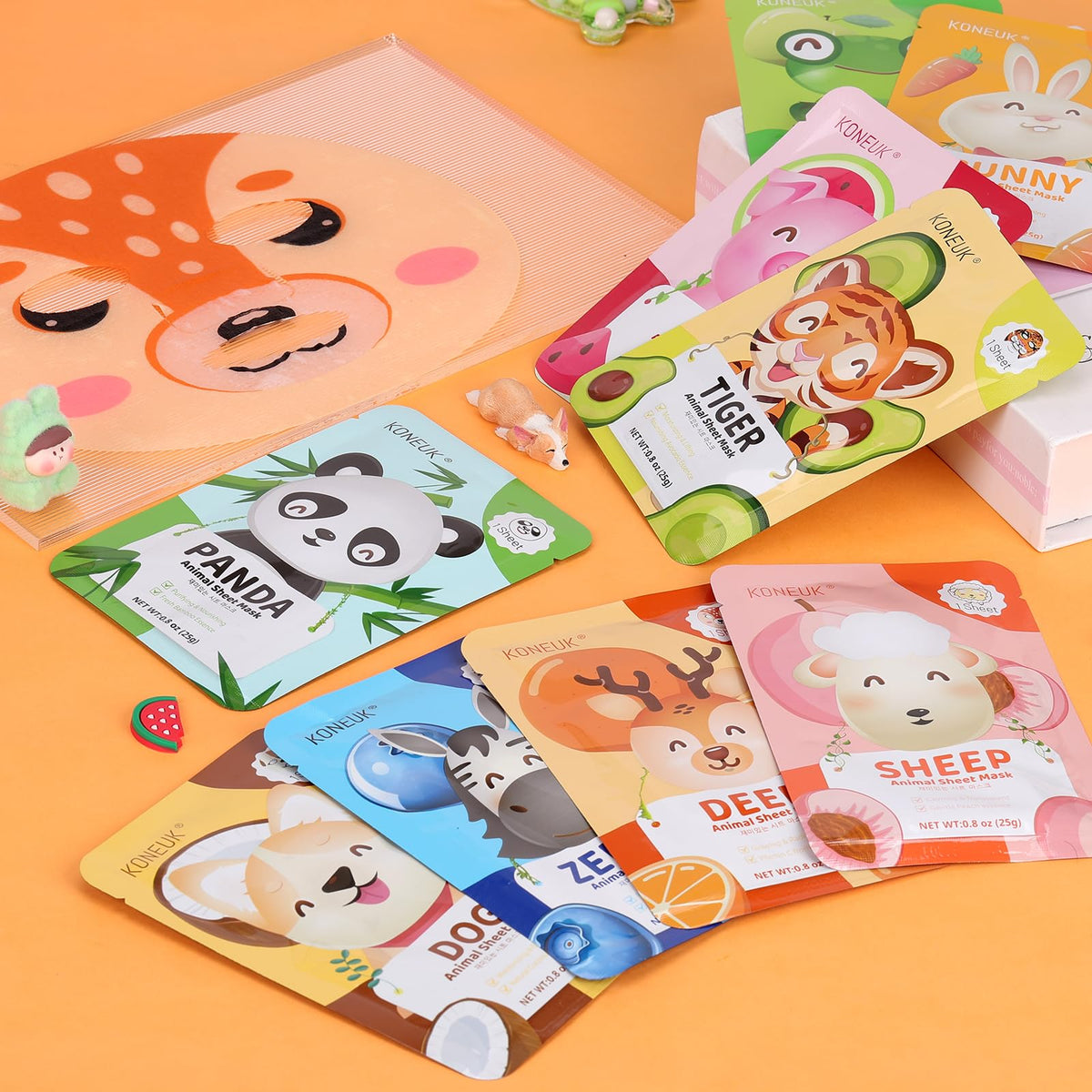 KONEUK gift bundle styled for a party showing ribboned pack as a spa party favor
