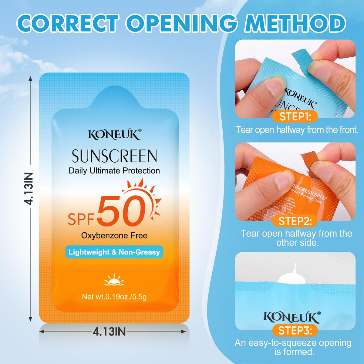 KONEUK tiny packet tucked in pocket highlighting convenience for travel