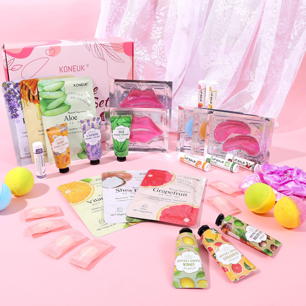 KONEUK spa party lifestyle scene with girls using products to create a festive pampering atmosphere