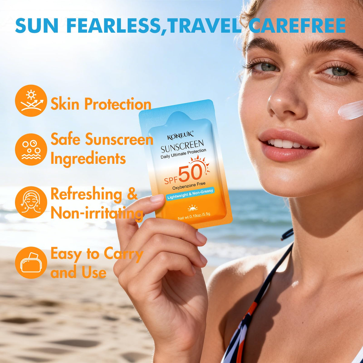 KONEUK sunscreen lotion texture in palm highlighting fast absorption benefit