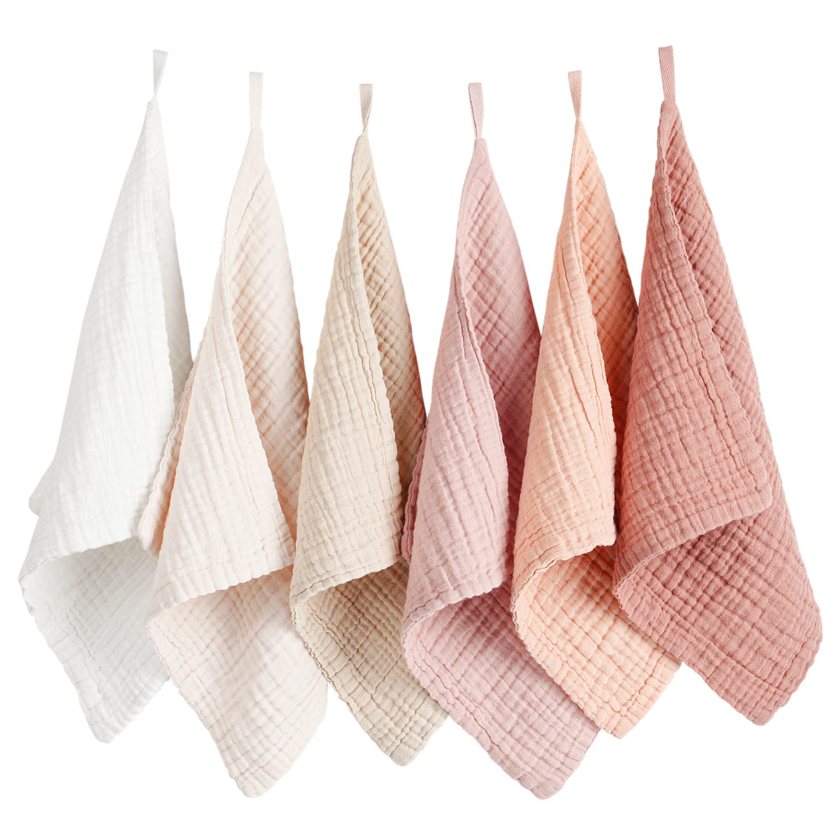 Konssy front view of six-pack washcloths showing colors and packaging, easy selection