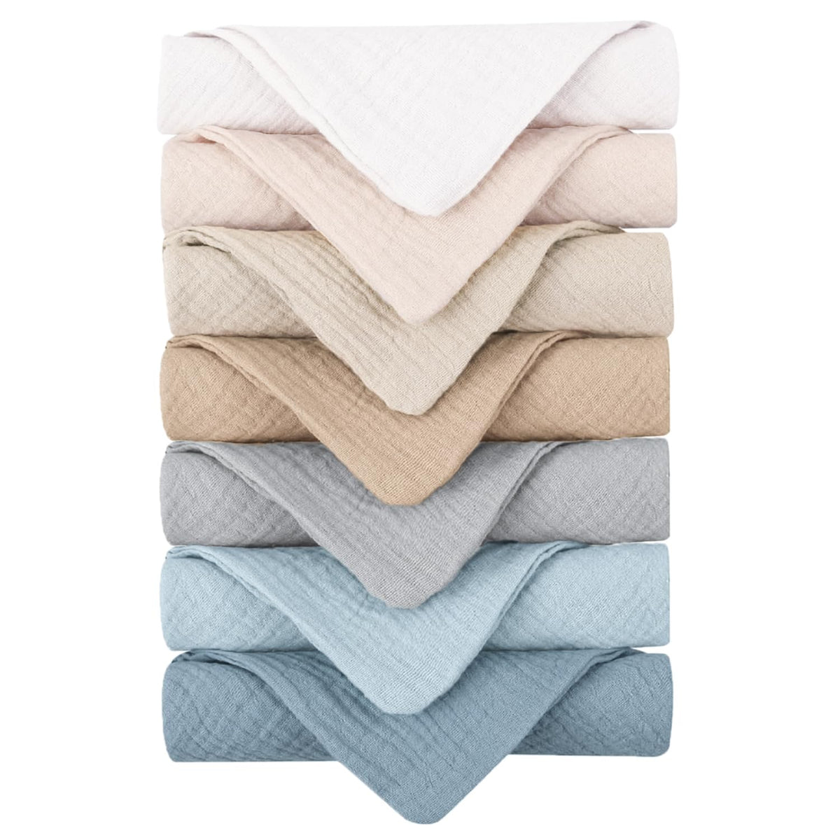 Konssy front pack showing seven neutral washcloths and benefits