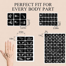 Koogel kit contents spread with ruler for scale showing large design selection