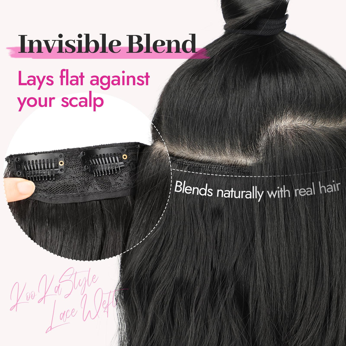KooKaStyle model wearing extensions showing instant fuller hair