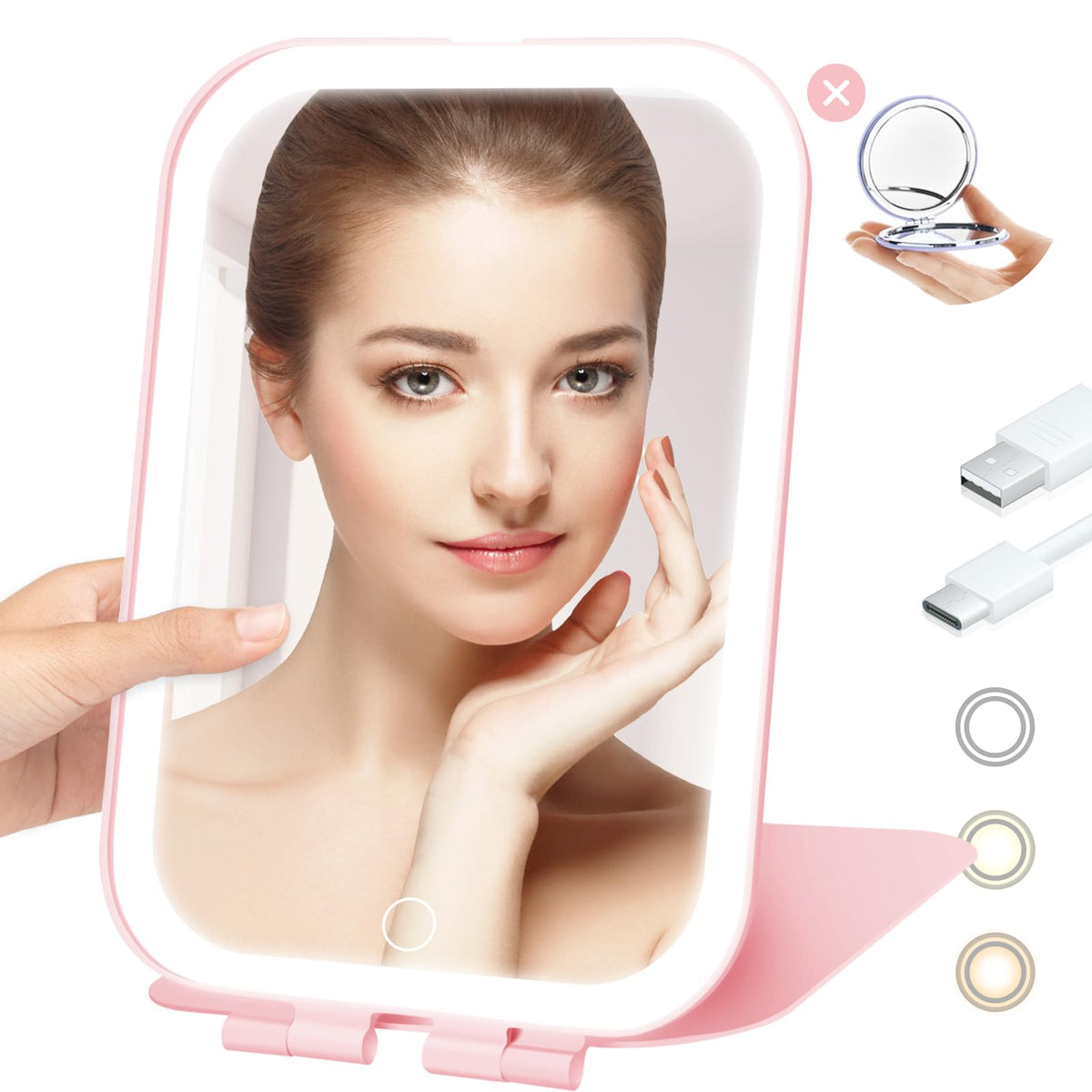 Koolstuffs front closed travel mirror showing compact folded design and portability