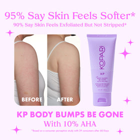 Kopari being applied on wet skin in shower demonstrating gentle use and easy rinse