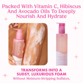 Kopari ingredients label with hibiscus and avocado icons highlighting nourishing botanicals