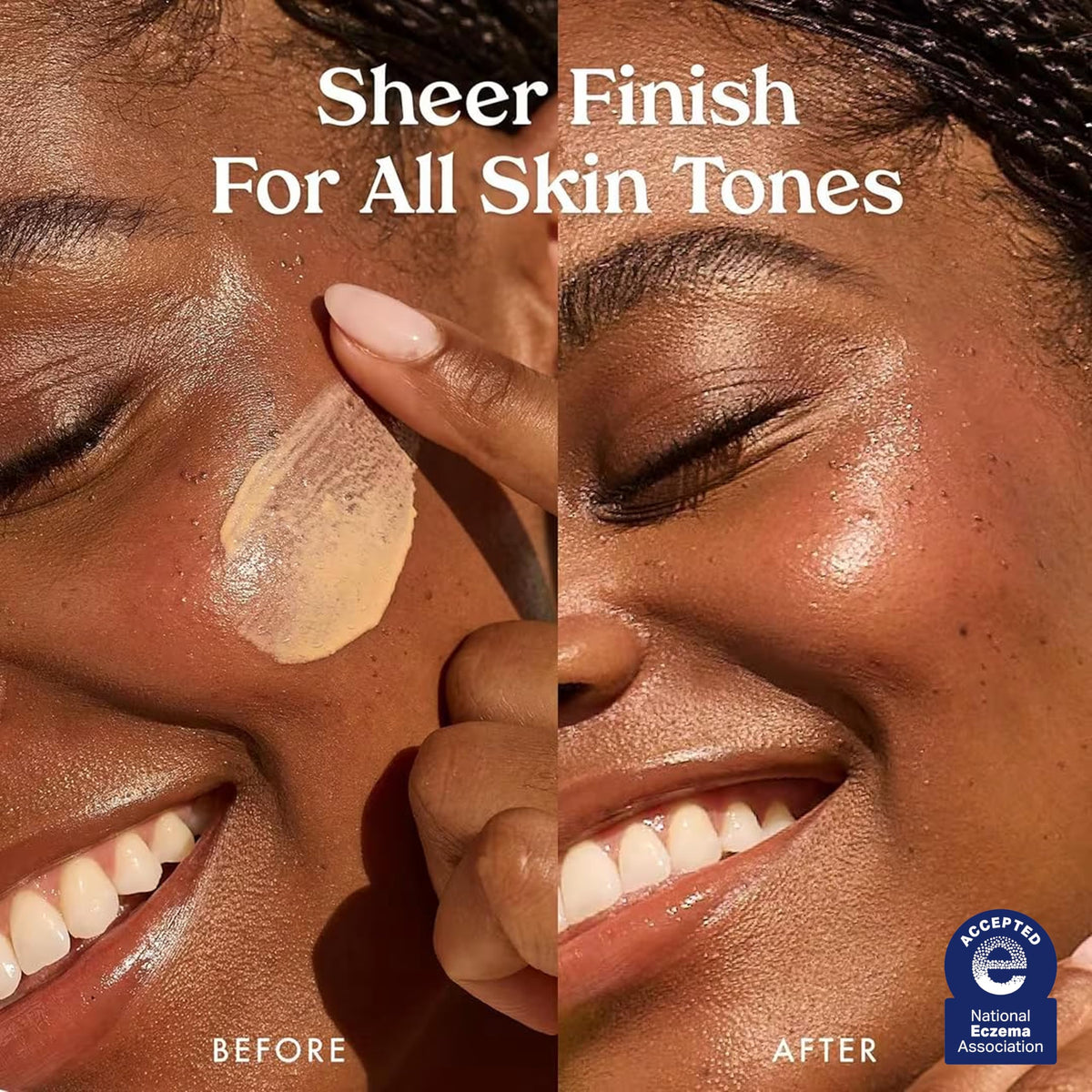 Kopari being applied to cheek for seamless blend and no white cast