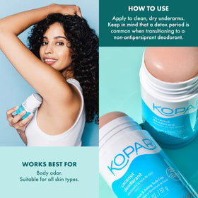 Kopari deodorant on bathroom shelf conveying daily routine readiness