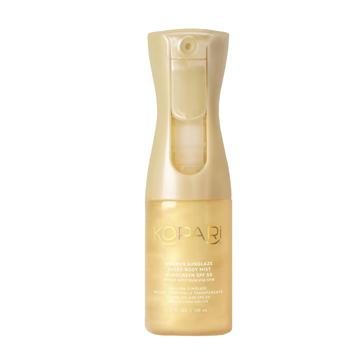 Kopari front packaging showing SPF 50 and shimmering finish benefit