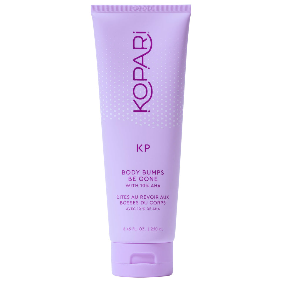 Kopari front tube of KP Body Bumps Be Gone showing clear product name and size, encouraging purchase