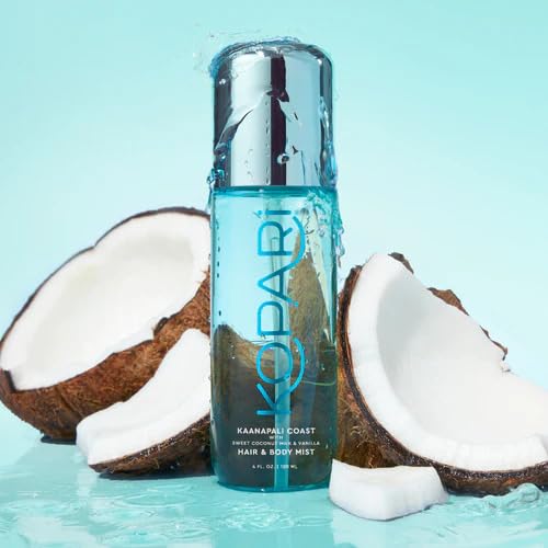 Kopari mist on hair tips during styling showing no buildup benefit: soft touchable hair