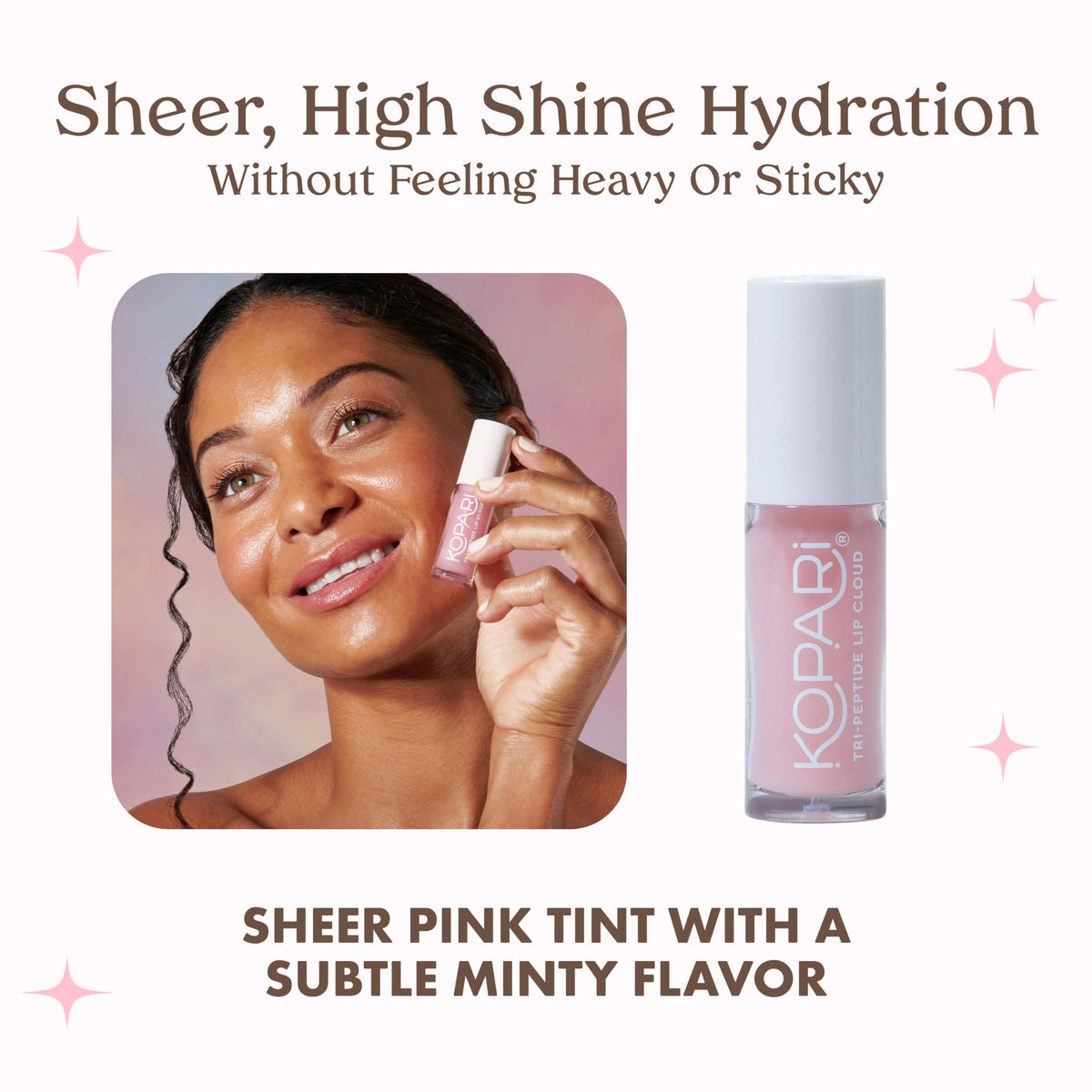 Kopari applied to lips demonstrating hydrated, plumper look benefit