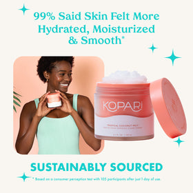 Kopari melt on hands application demonstrating fast-absorbing hydration