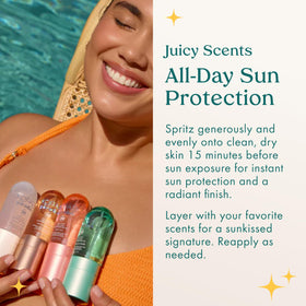 Kopari spray droplet texture illustrating lightweight, fast-drying protection