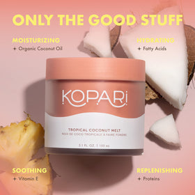 Kopari scaled size comparison 5 oz jar illustrating travel-friendly convenience