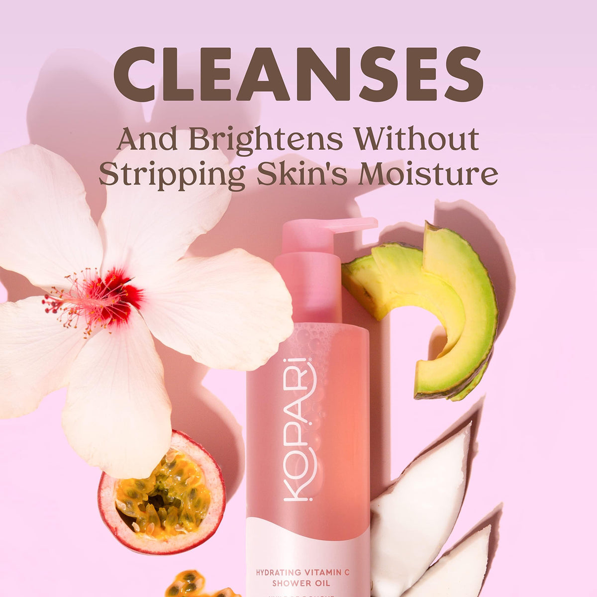 Kopari shower oil turned foam close-up showing rich lather and gentle cleansing benefit