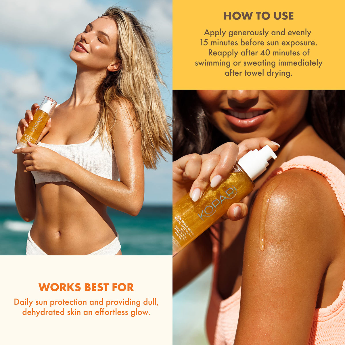 Kopari bottle in hand to show 5 oz size and travel convenience