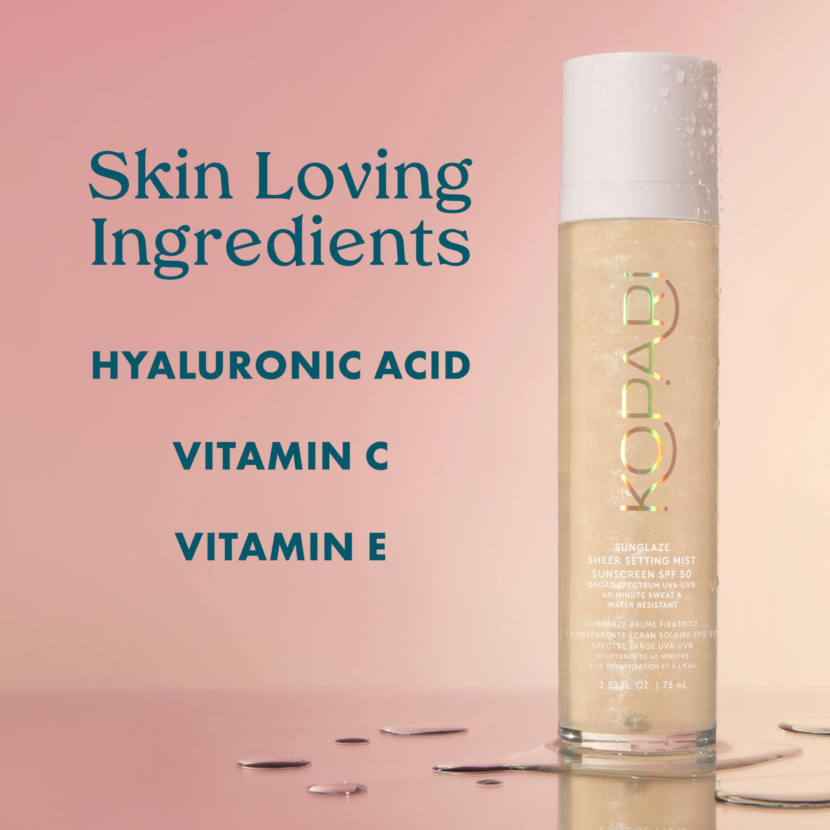 Kopari bottle on bathroom counter ready for daily SPF reapplication