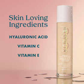 Kopari bottle on bathroom counter ready for daily SPF reapplication