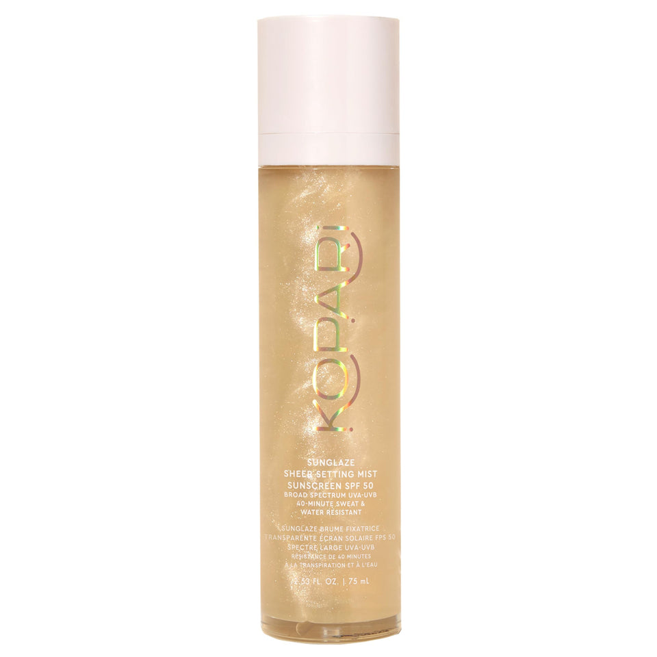 Kopari bottle front packaging showing SPF and finish benefits