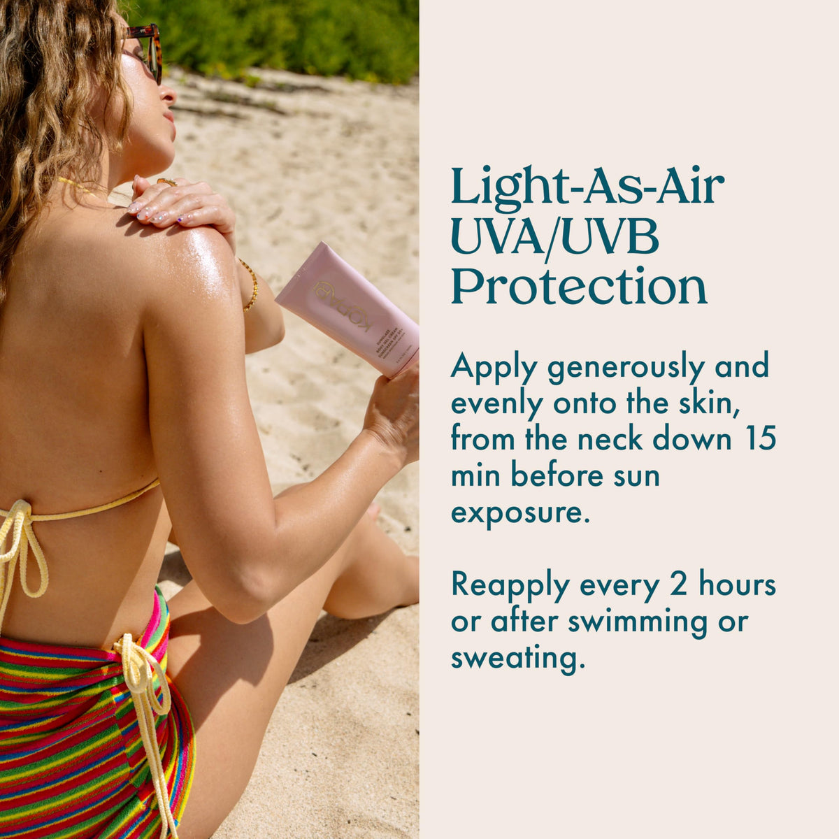 Kopari label closeup showing key actives like hyaluronic acid and niacinamide