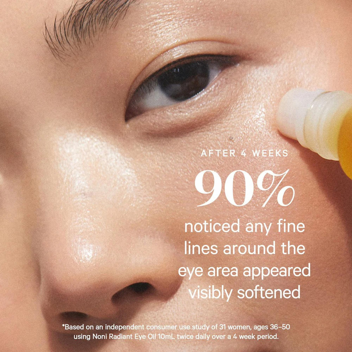 KORA Organics being applied in morning routine to reduce puffiness quickly