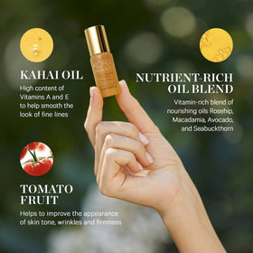 KORA Organics ingredient label closeup showing organic Noni and botanical extracts