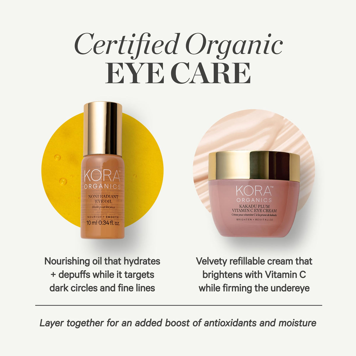 KORA Organics oil texture close-up highlighting lightweight, nourishing finish