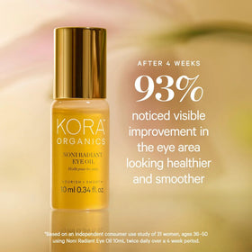 KORA Organics bottle held in hand showing compact 0.34 fl oz travel size