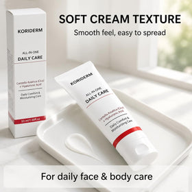 koriderm application step showing finger applying cream for a hydrated finish