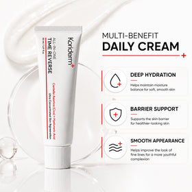 KORIDERM cream texture closeup displaying lightweight, fast absorbing benefit