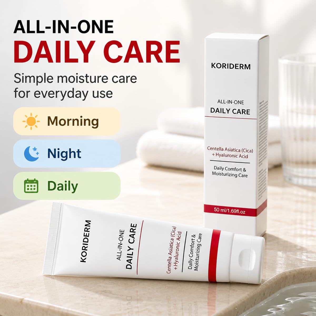 koriderm open jar texture close-up displaying smooth cream and fast absorption benefit