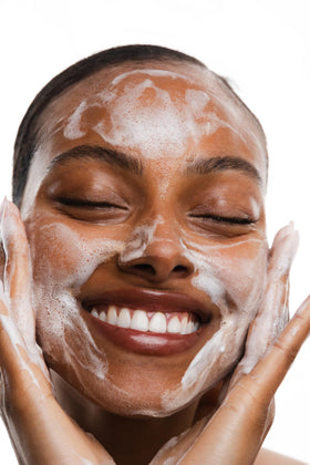 KORRES cleanser on bathroom shelf for everyday skincare convenience