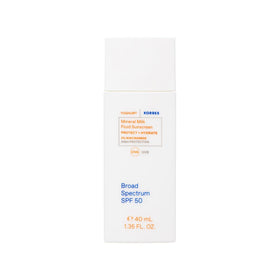 KORRES front packaging showing travel sunscreen and clear branding benefit visible