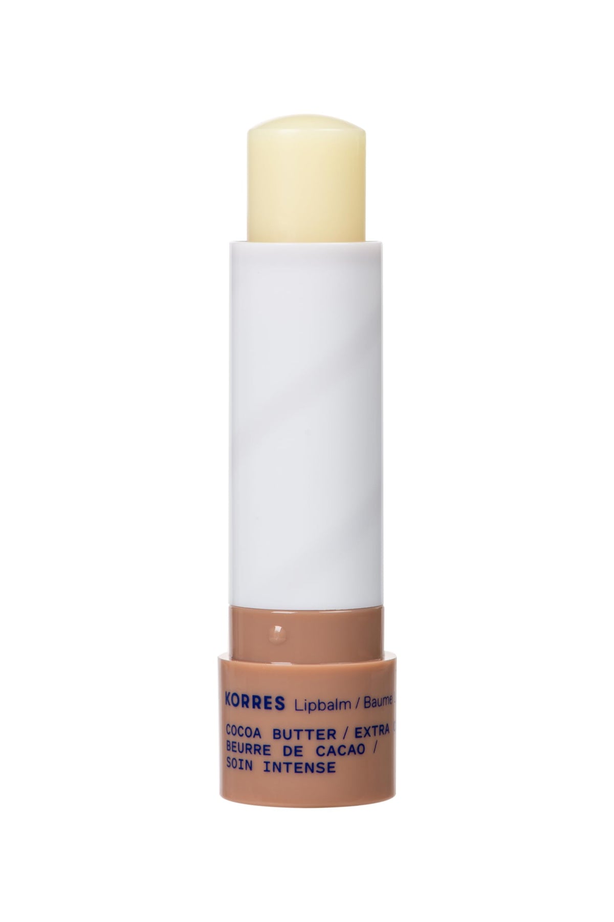 KORRES lip butter applied on lips demonstrating smooth hydration