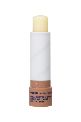 KORRES lip butter applied on lips demonstrating smooth hydration
