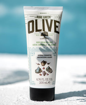 KORRES olive oil ingredient bottle highlighting pure Greek olive oil nourishment