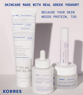 KORRES recyclable packaging label detail highlighting eco benefit